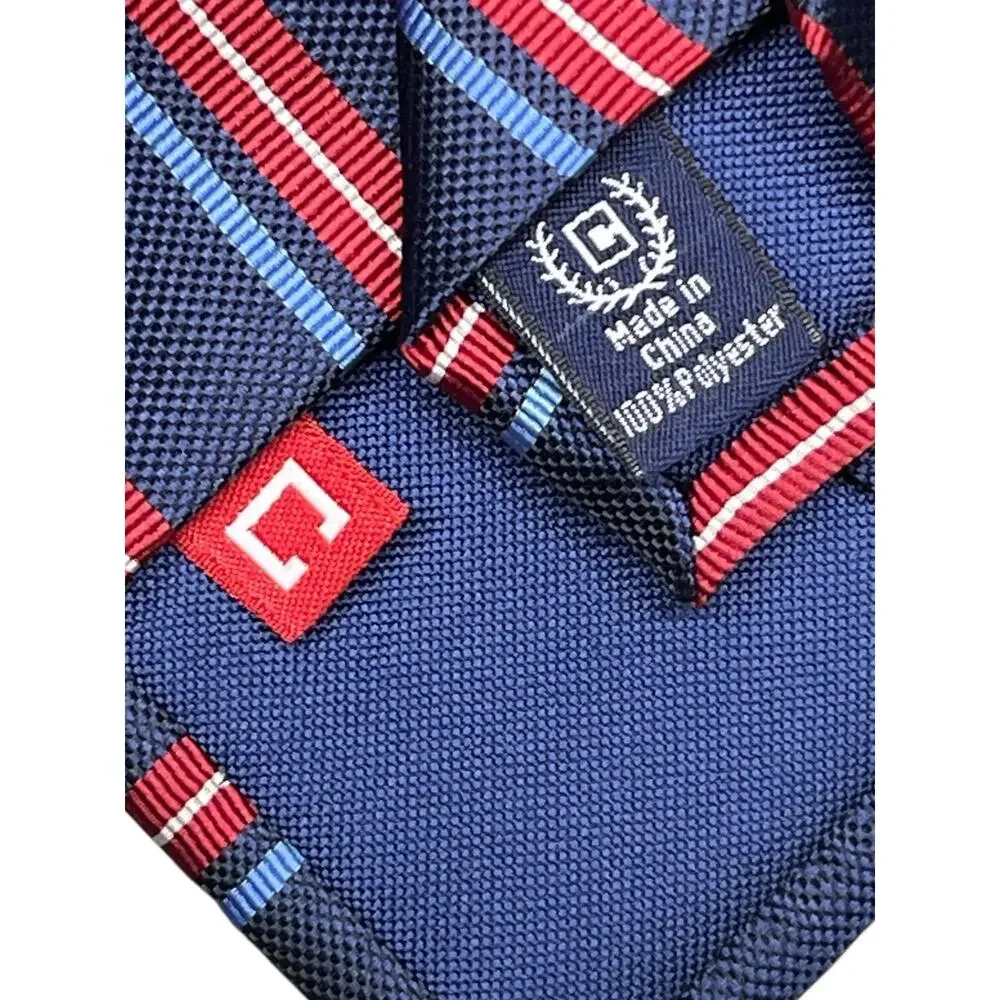 CHAPS Men’s Striped Necktie Navy Red Blue White 100% Polyester NWT